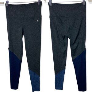Kyodan Grey Blue High Rise Leggings Size XS Yoga Dance Running Pocket Colorblock